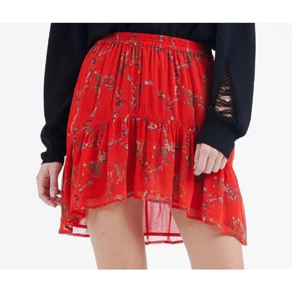 IRO Lilie Red Floral Printed Mini Skirt - 36 (US 4/Small)